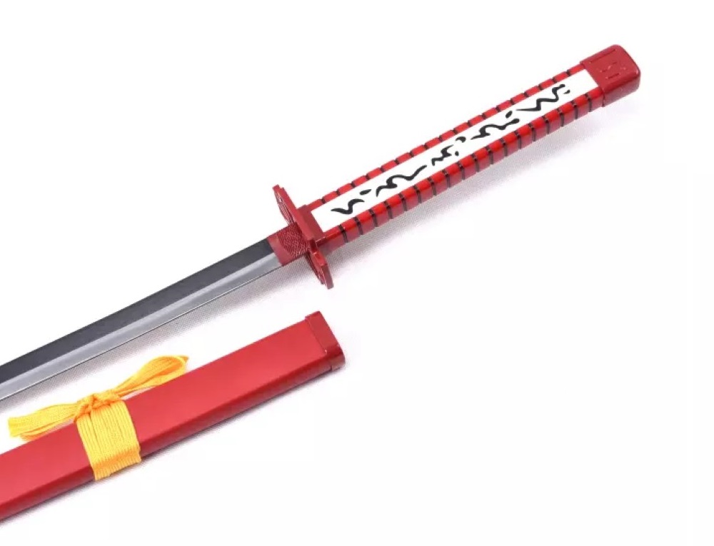 Katana sabre japonais rouge fourreau bois