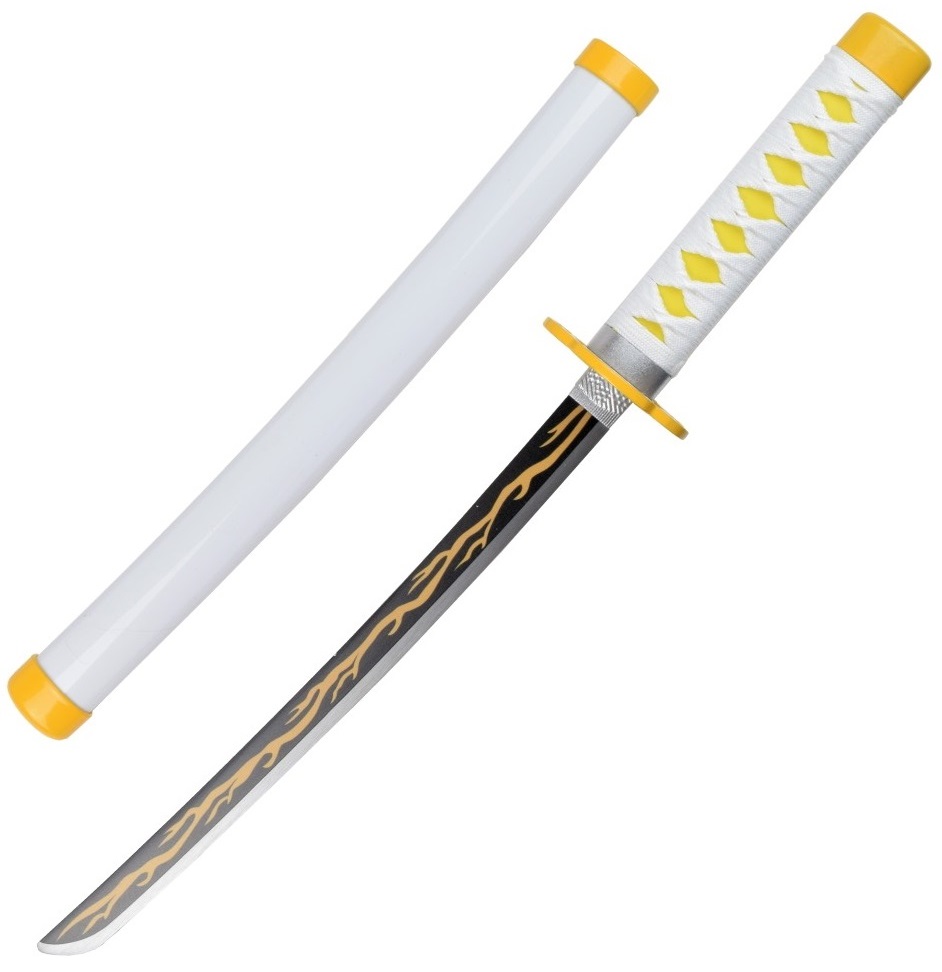 Katana Wakizashi compact blanc + socle bois