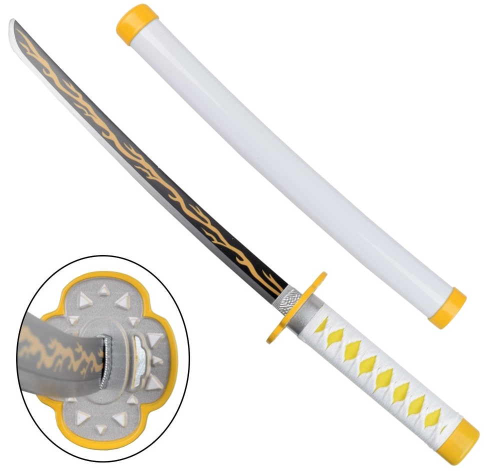 Katana Wakizashi 42,5cm compact blanc + socle bois