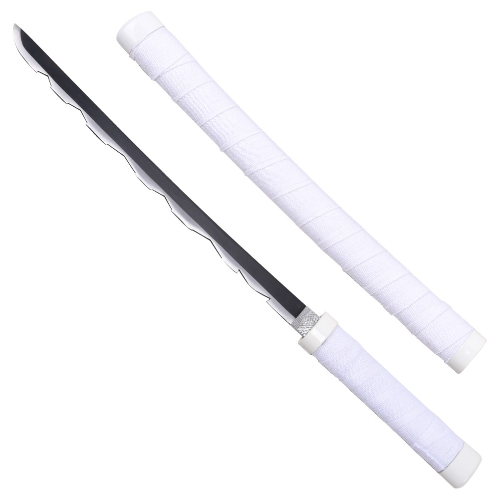 Katana compact blanc Ninja 42,5cm + socle bois