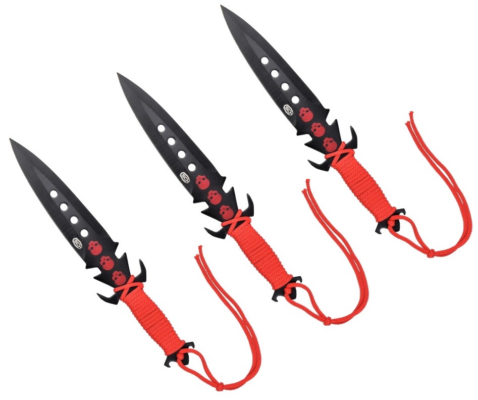 3 Couteaux 19cm SCH arme de lancer Squelette