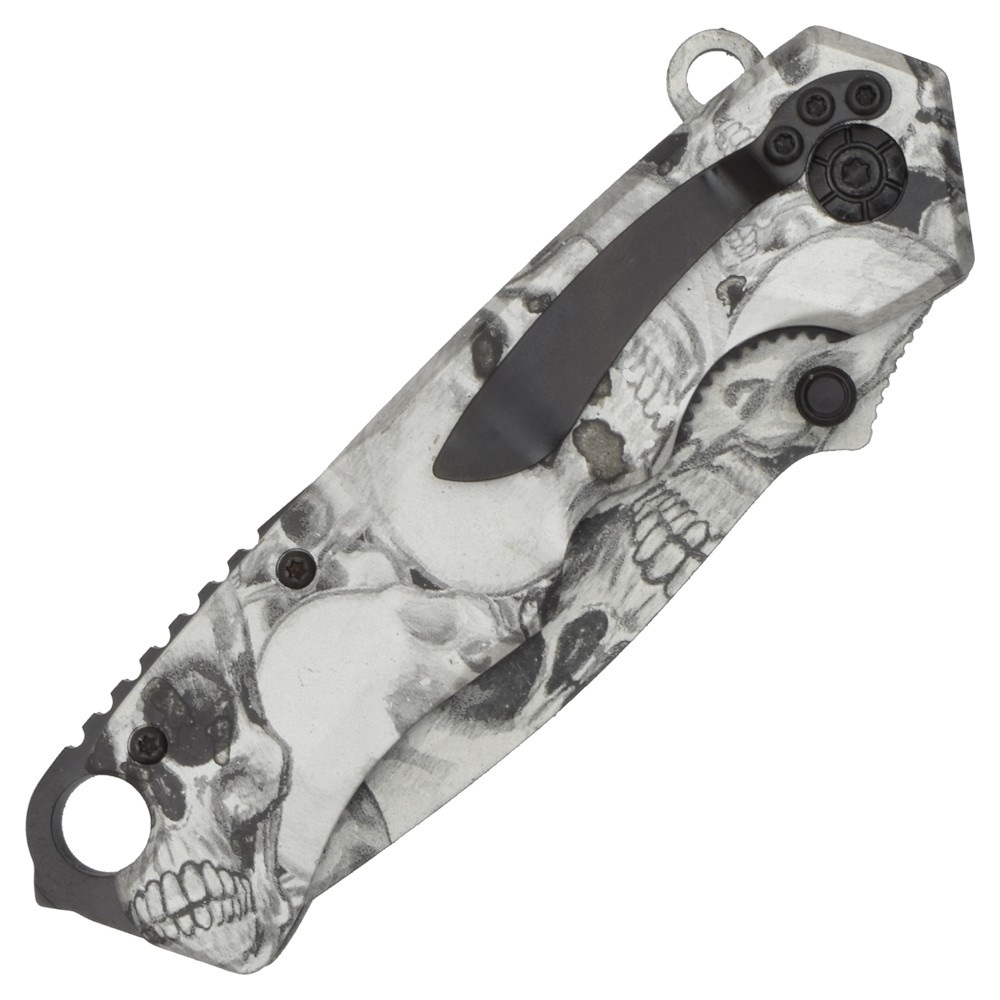Couteau pliant Squelette gris tout acier