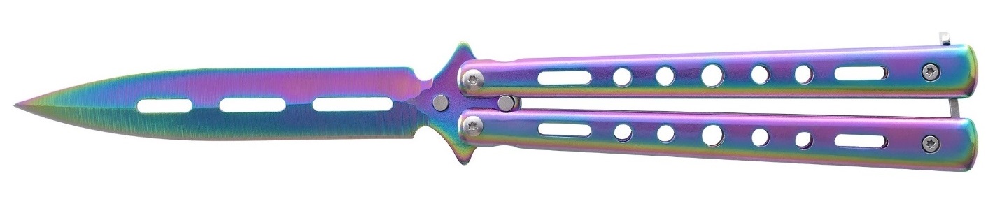 Couteau papillon balisong acier inox rainbow