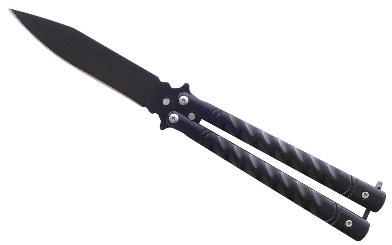 Couteau papillon balisong 22cm noir acier inox