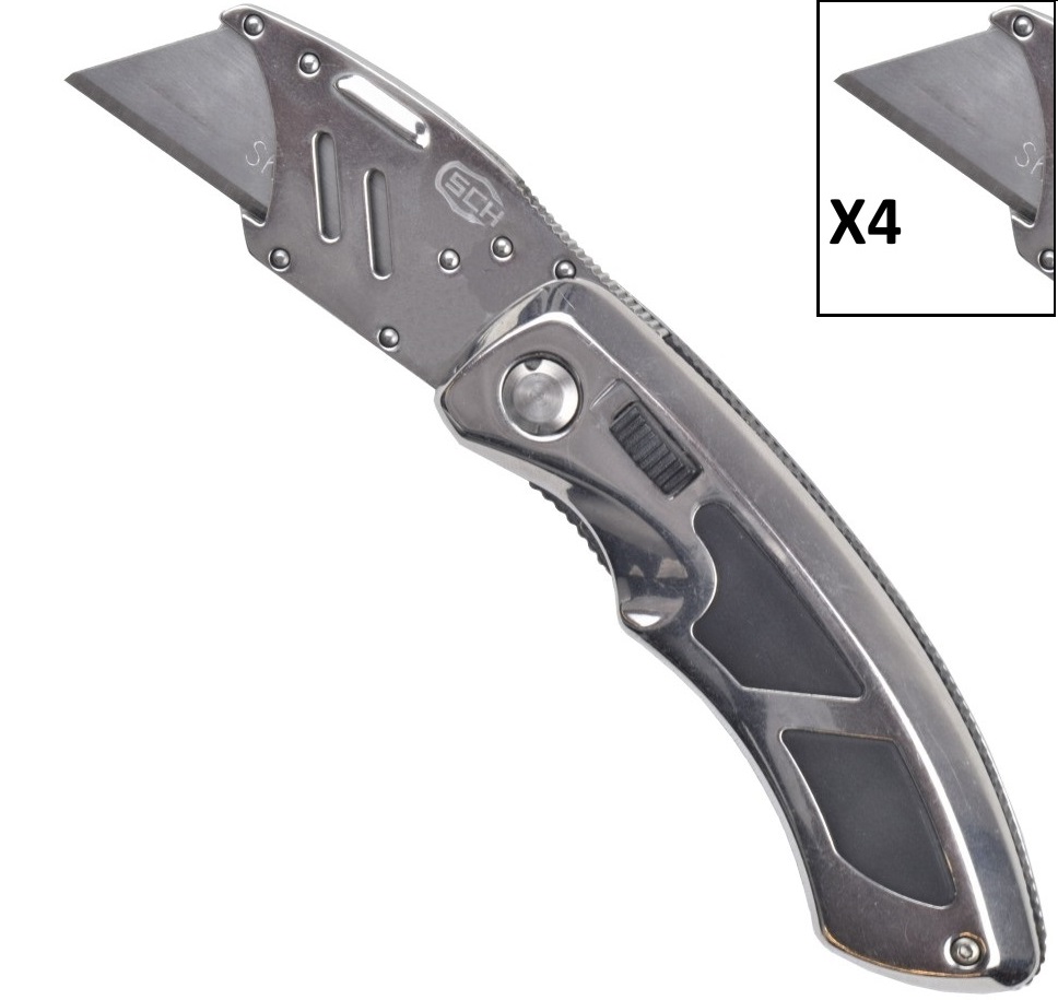 Cutter couteau avec 5 lames interchangeables acier