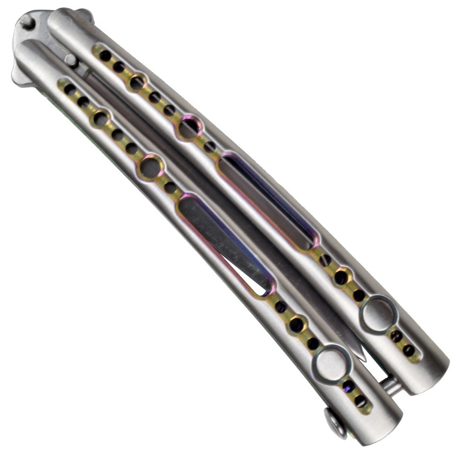 Couteau papillon balisong 23,5cm métal reflet