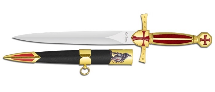 Dague Les Templiers chevalier acier doré IMPERIAL
