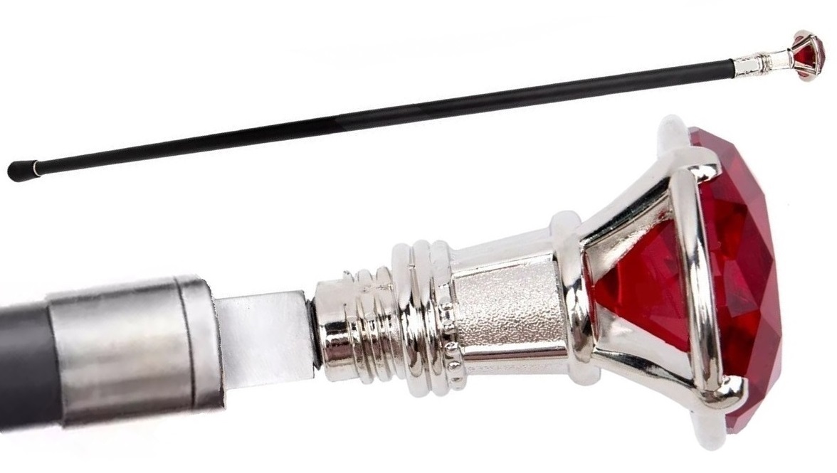 Canne épée bâton de marche diamant rouge