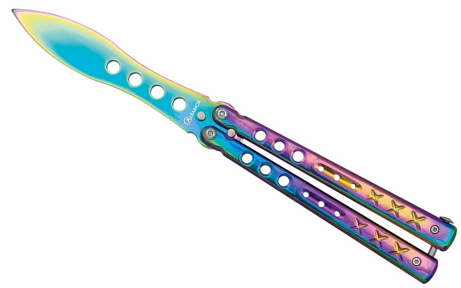 Couteau papillon balisong 23,5cm rainbow entraînement