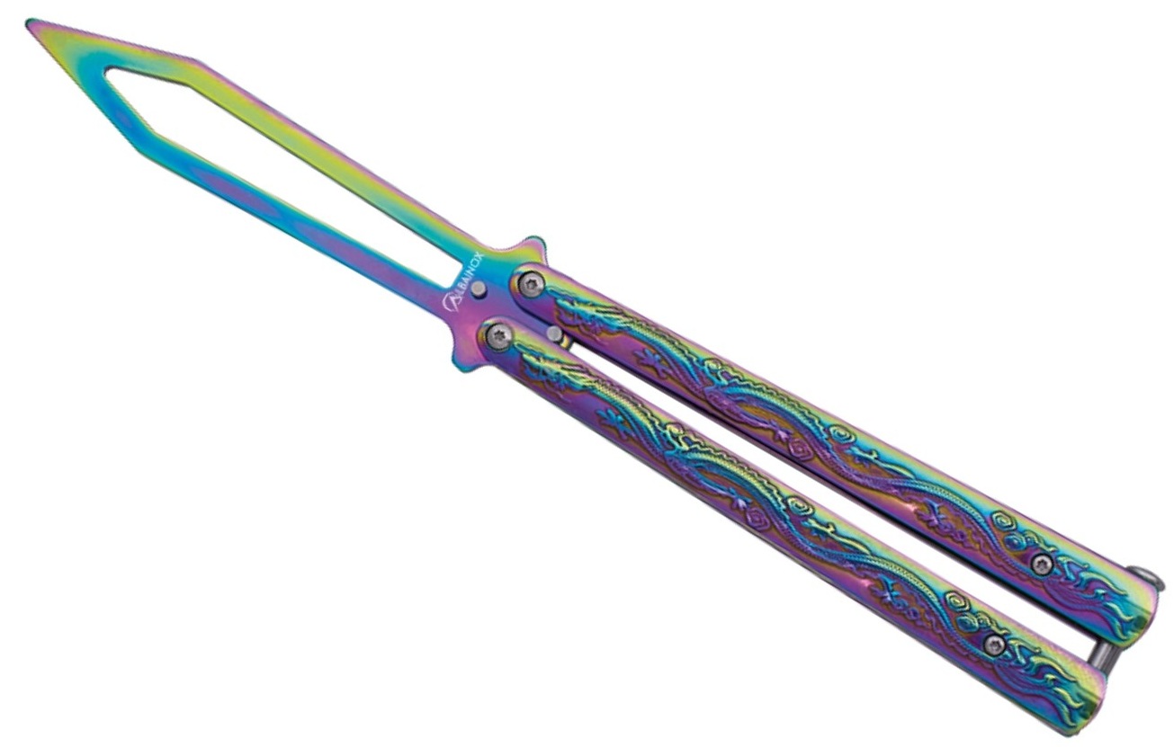 Couteau papillon balisong rainbow 24,5cm entraînement