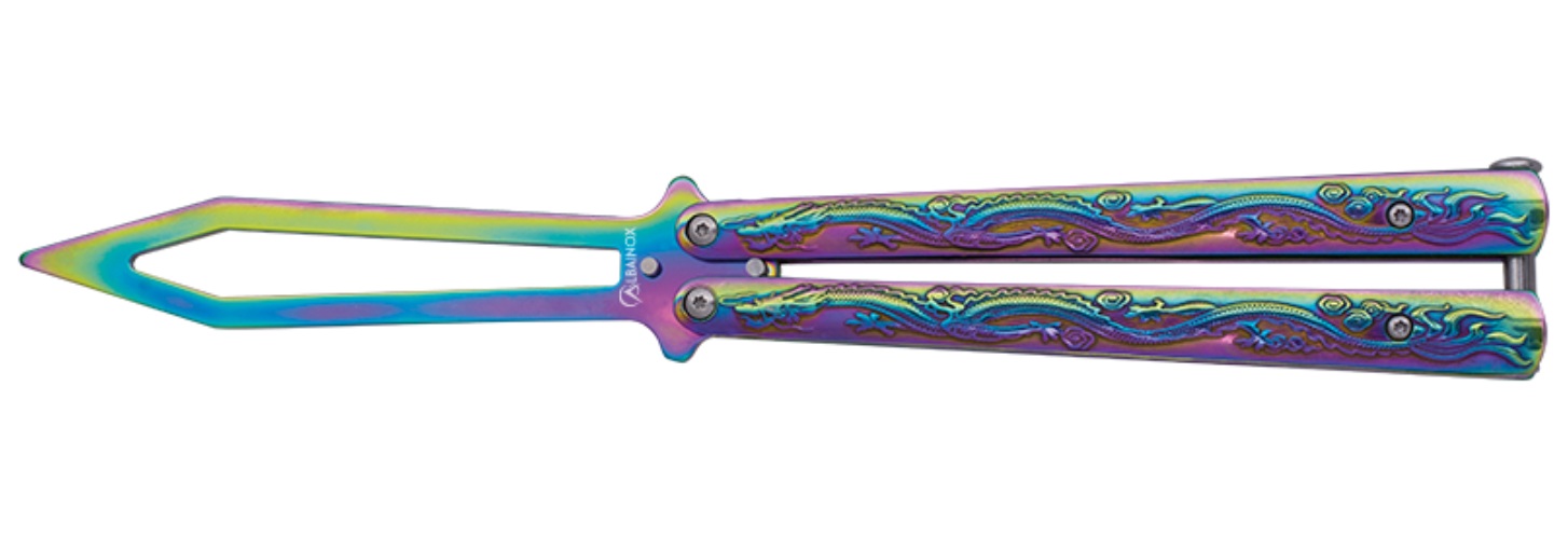 Couteau papillon balisong rainbow 24,5cm