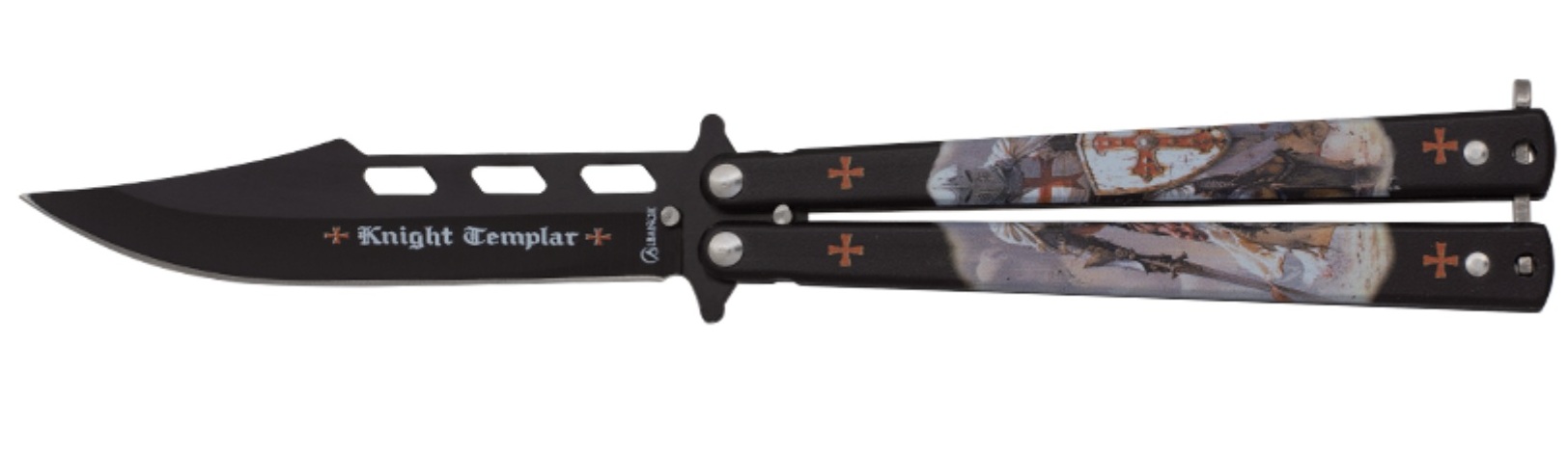 Couteau papillon Les Templiers balisong 22,2cm