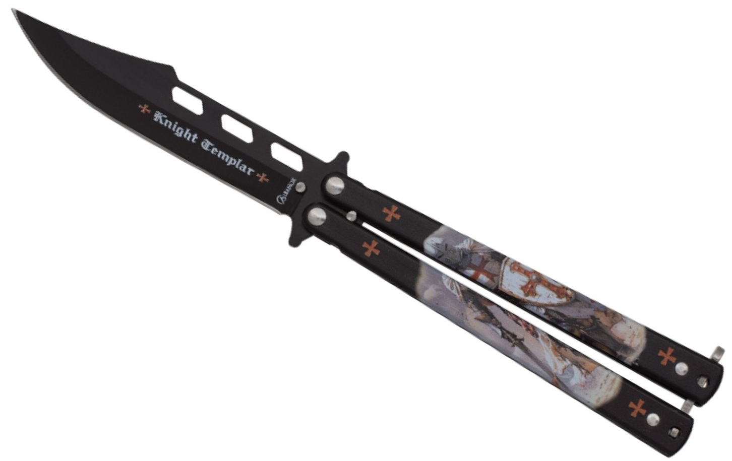 Couteau papillon Les Templiers balisong 22,2cm ALBAINOX
