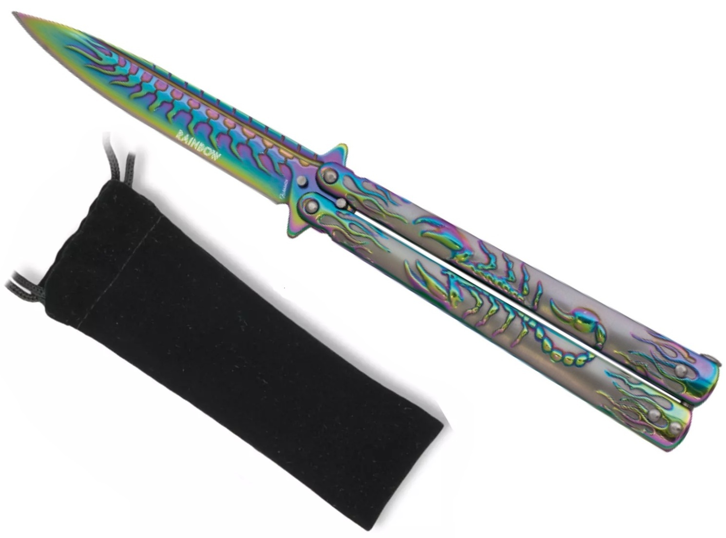 Couteau papillon balisong rainbow scorpion ALBAINOX