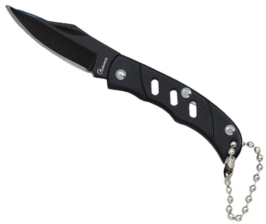 Couteau porte-clé pliant noir 9cm acier