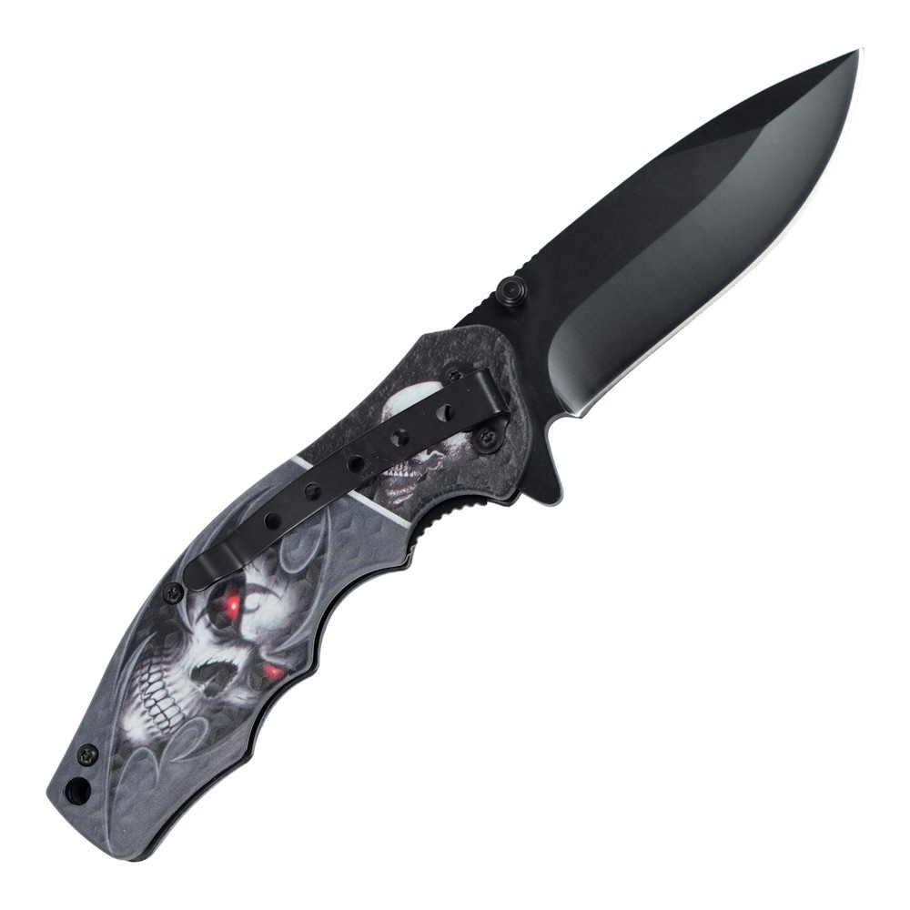 Couteau pliant tête de mort 19,7cm