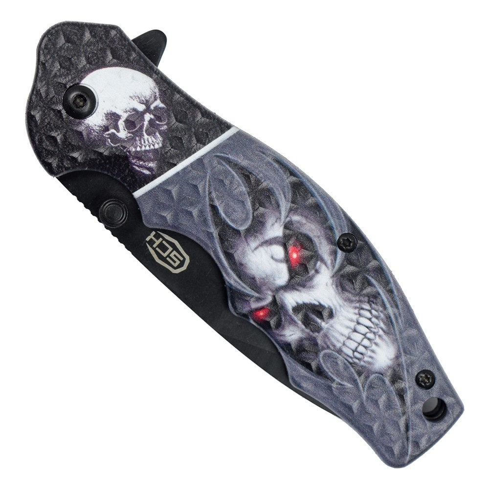 Couteau pliant tête de mort 19,7cm design