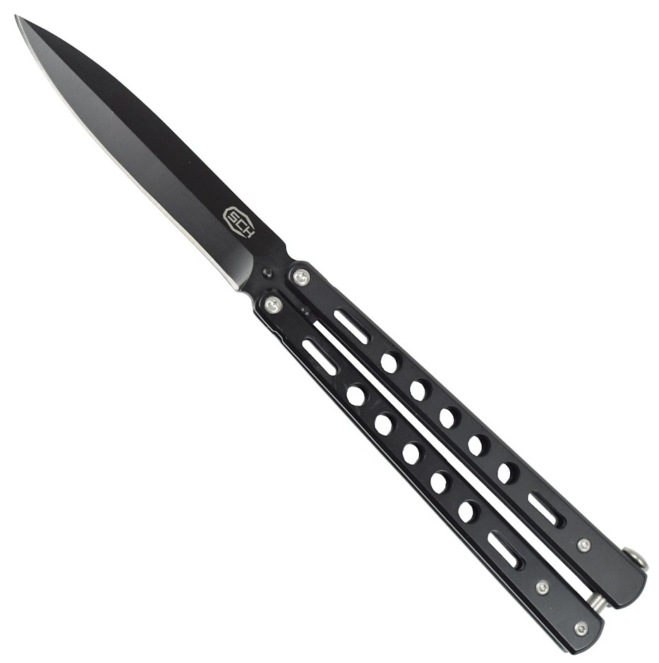 Couteau papillon balisong 23cm full black SCH