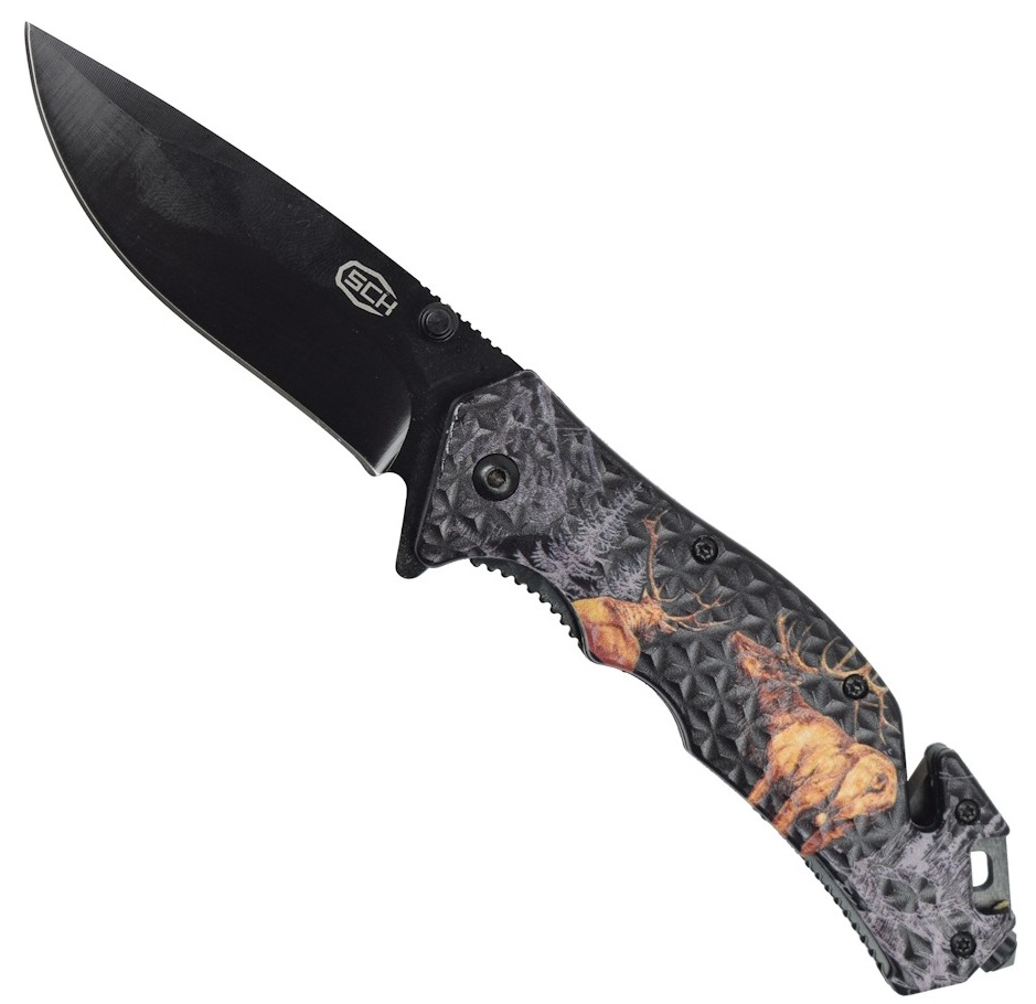Couteau pliant Cerf 20,5cm coupe sangle SCH