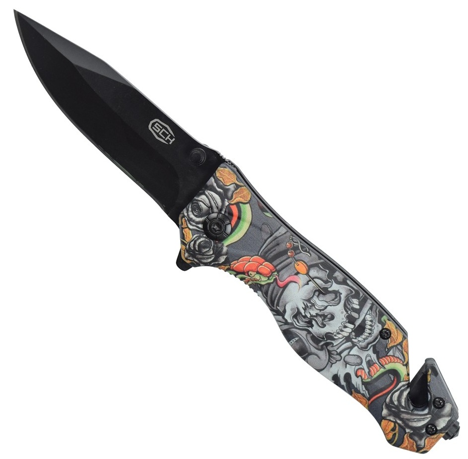 Couteau Squelette design pliant 21cm SCH