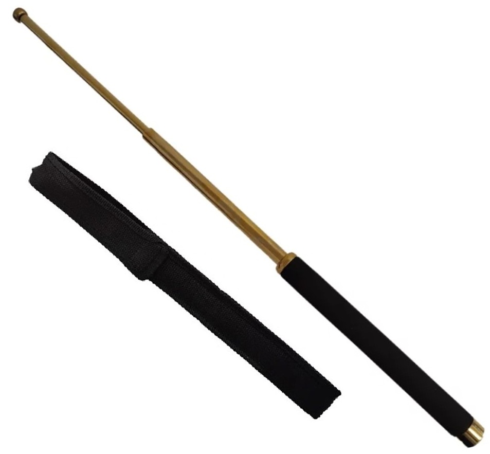Matraque télescopique en acier doré 62,5cm résistante
