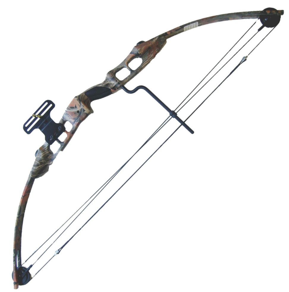 Arc à poulie de chasse composite 40-55 lbs camouflage + 2 flèches