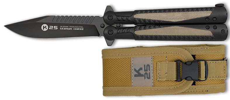 Couteau papillon balisong K25 micarta et aluminium.