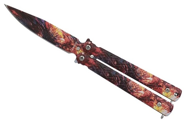 Couteau papillon balisong 3D en acier Lame de 7,3 cm