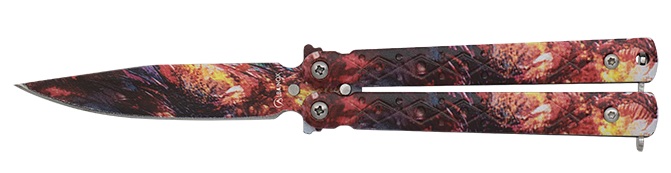 Couteau papillon balisong 3D en acier Lame de 7,3 cm.