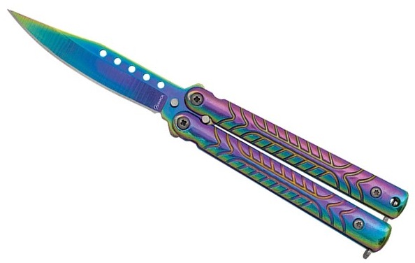 Couteau papillon balisong Aluminium-Coloré design