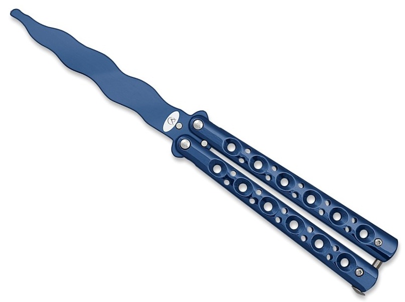 Couteau papillon balisong bleu entrainement tricks