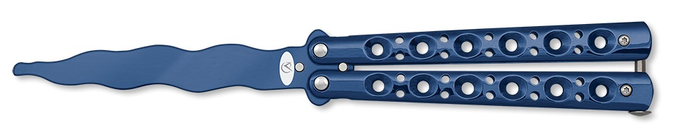 Couteau papillon balisong bleu entrainement tricks.