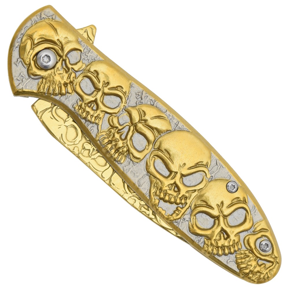COUTEAU DE POCHE PLIANT SQUELETTE JAUNE À RESSORT SCK.