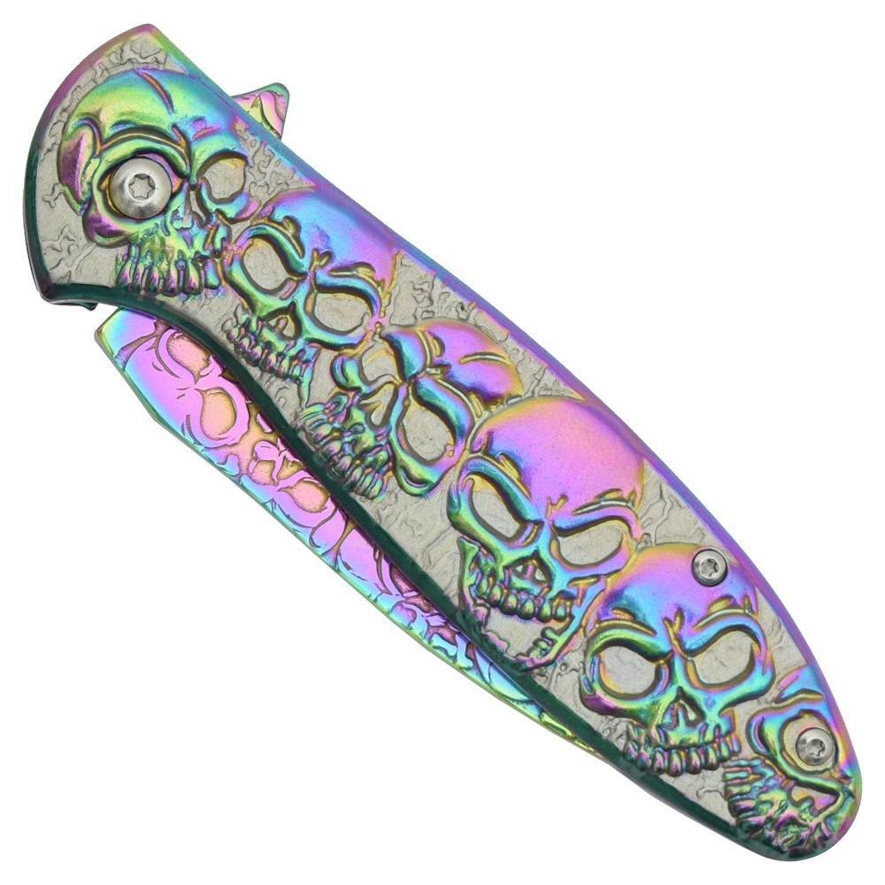 COUTEAU DE POCHE PLIANT SQUELETTE RAINBOW À RESSORT SCK.