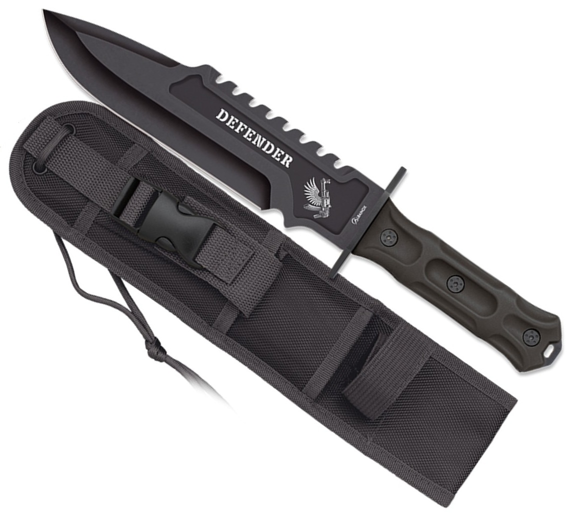 Poignard couteau tactique noir Albainox Defender.