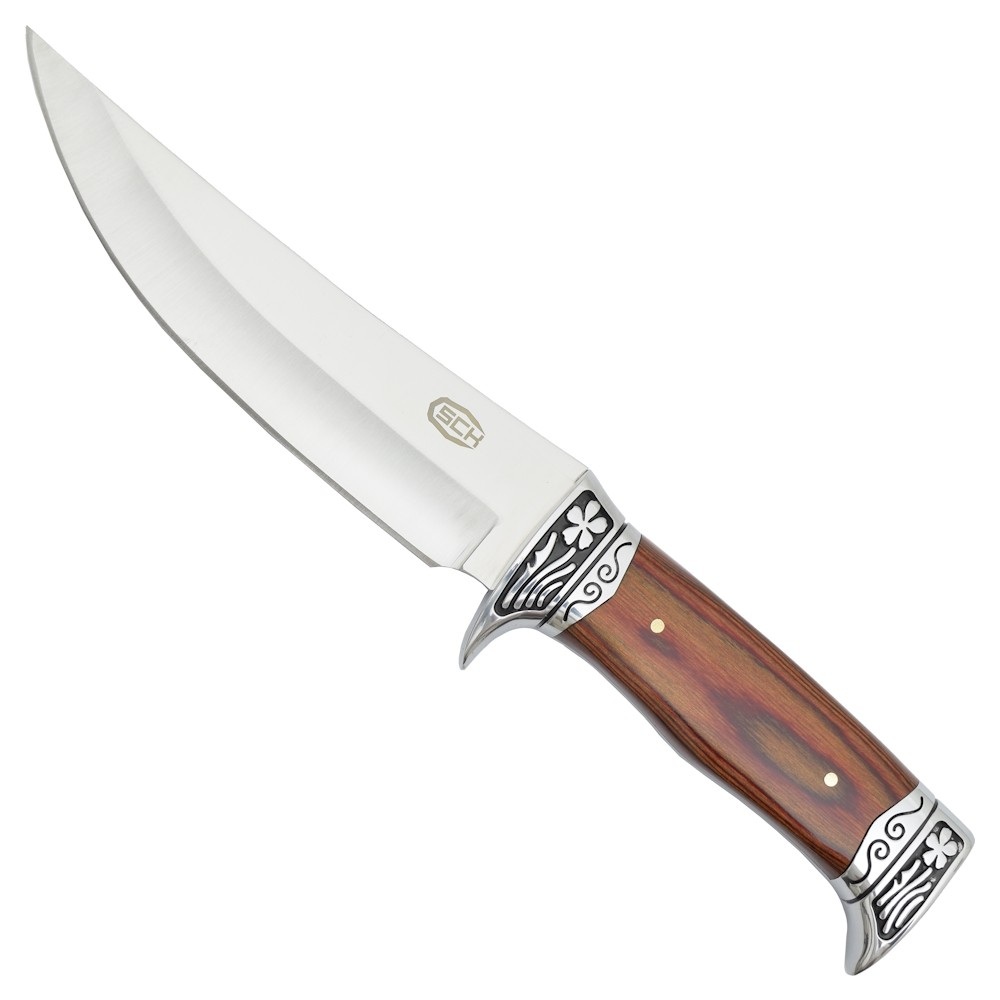 POIGNARD COUTEAU DE CHASSE MANCHE BOIS SCK + ETUI