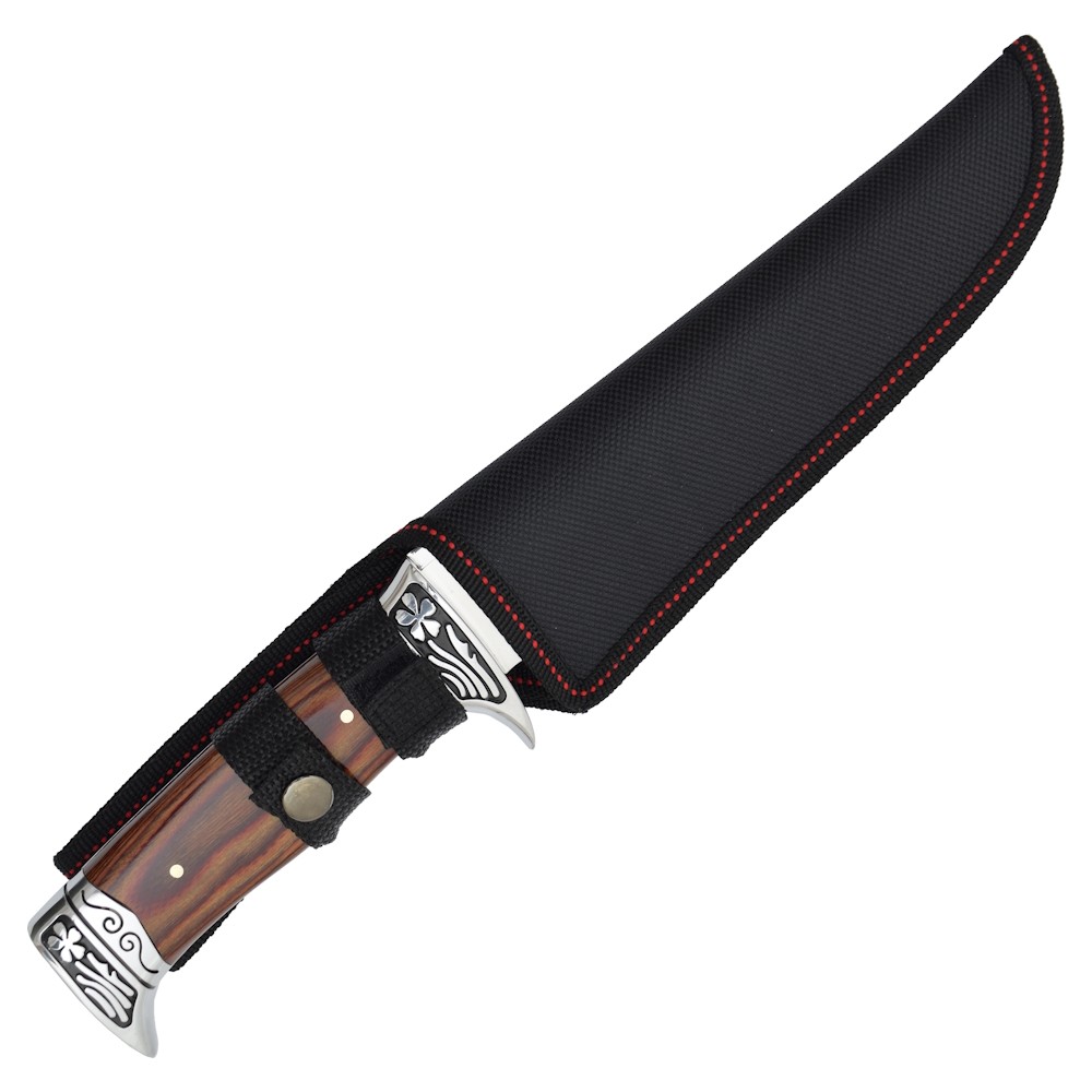 POIGNARD COUTEAU DE CHASSE MANCHE BOIS SCK + ETUI.