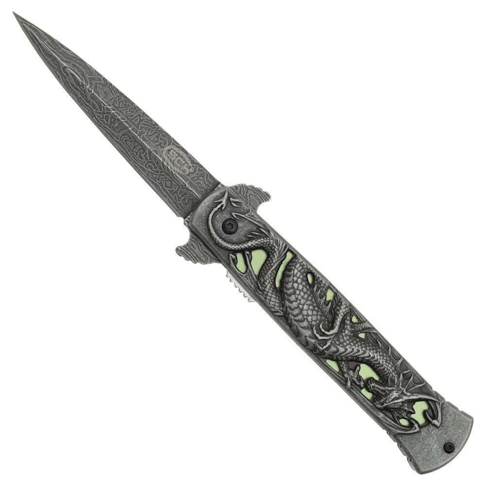 COUTEAU DE POCHE PLIANT DRAGON MANCHE METAL SCK