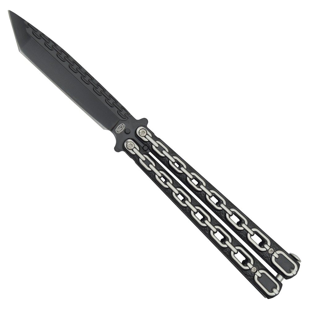 COUTEAU PAPILLON BALISONG SCK MANCHE METAL
