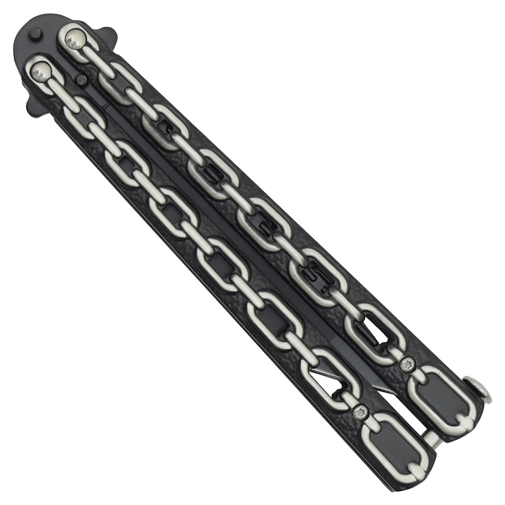 COUTEAU PAPILLON BALISONG SCK MANCHE METAL.