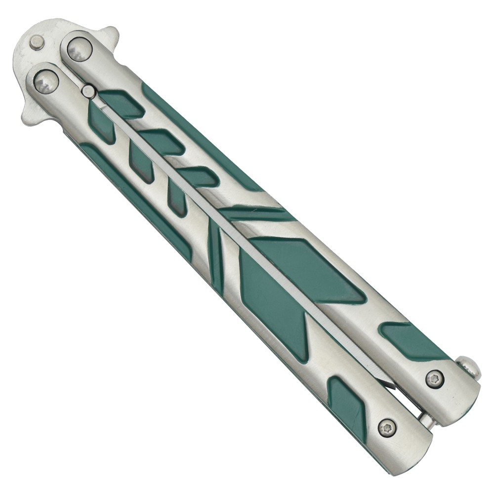 COUTEAU PAPILLON BALISONG 22CM MANCHE METAL.