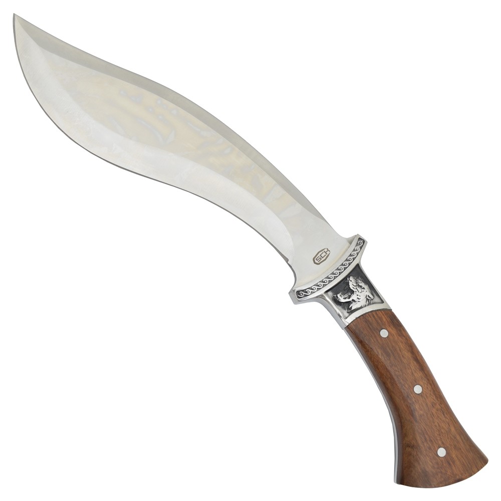 MACHETTE KUKRI GURKHA 33 CM MANCHE BOIS LAME ACIER + FOURREAU