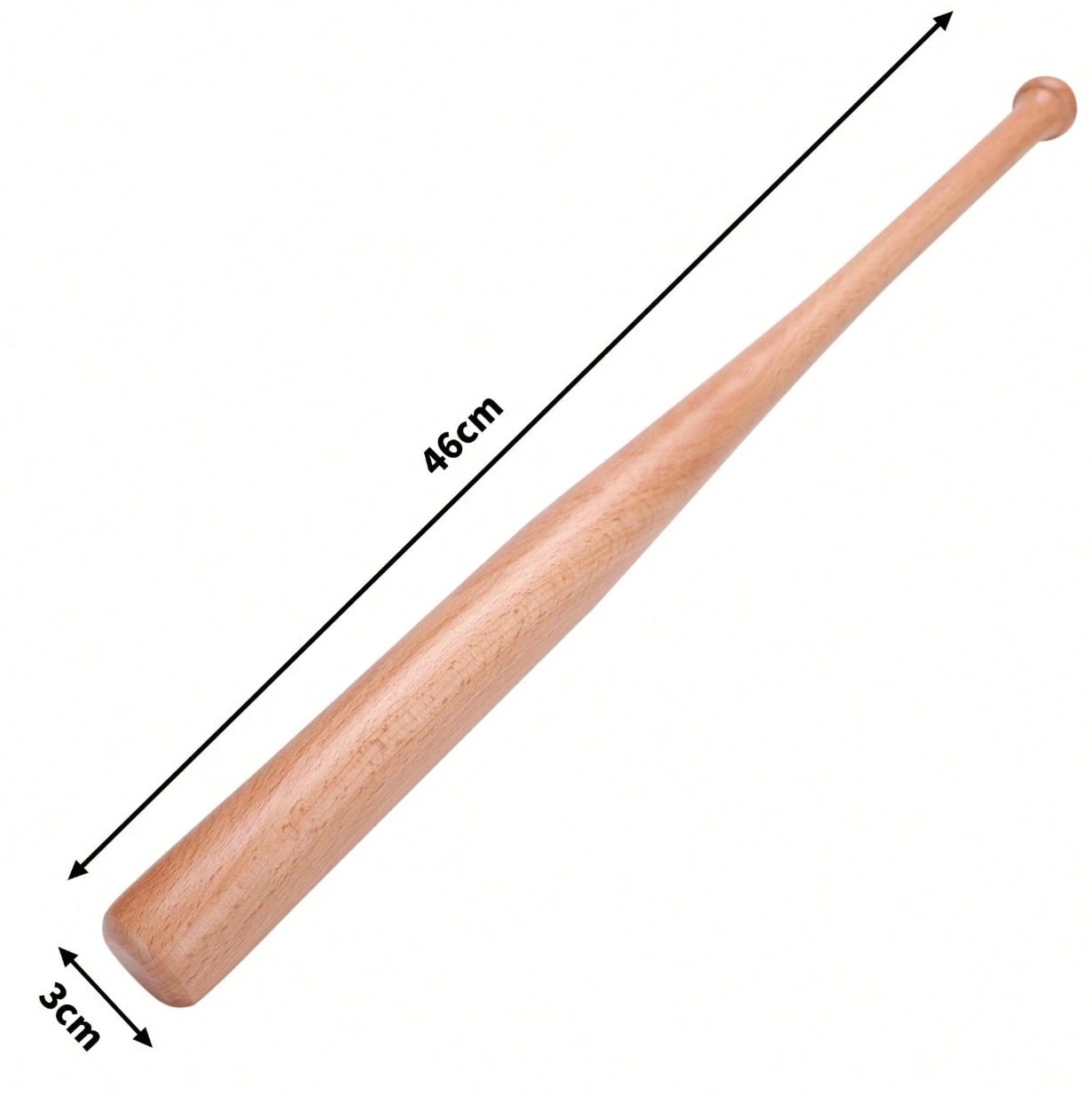 Batte de baseball 46cm compacte en bois résistant..