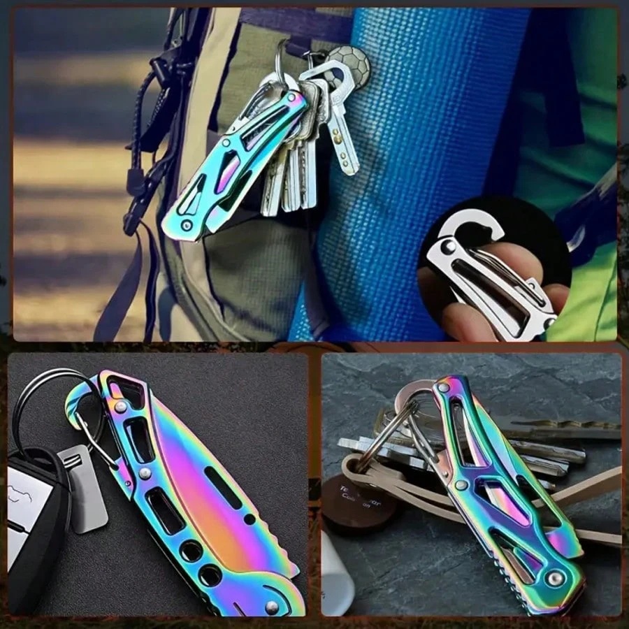 Couteau en titane pliant de poche 15cm rainbow....