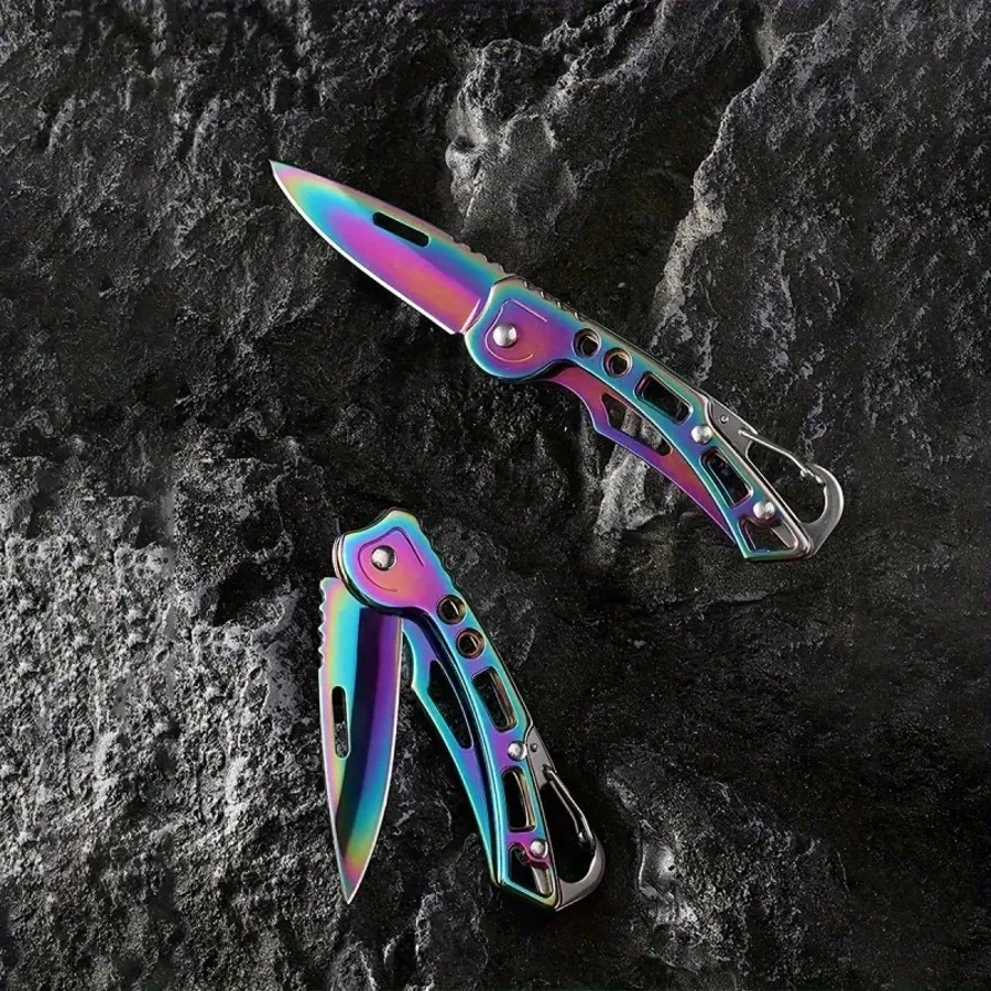 Couteau en titane pliant de poche 15cm rainbow
