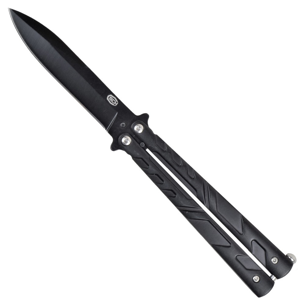 Couteau papillon balisong 22cm noir trick tricks