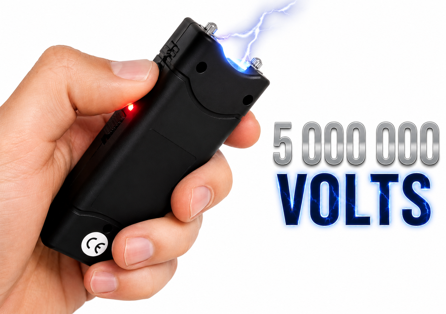 Taser électrique 5 000 000 volts tenu en main avec arc électrique