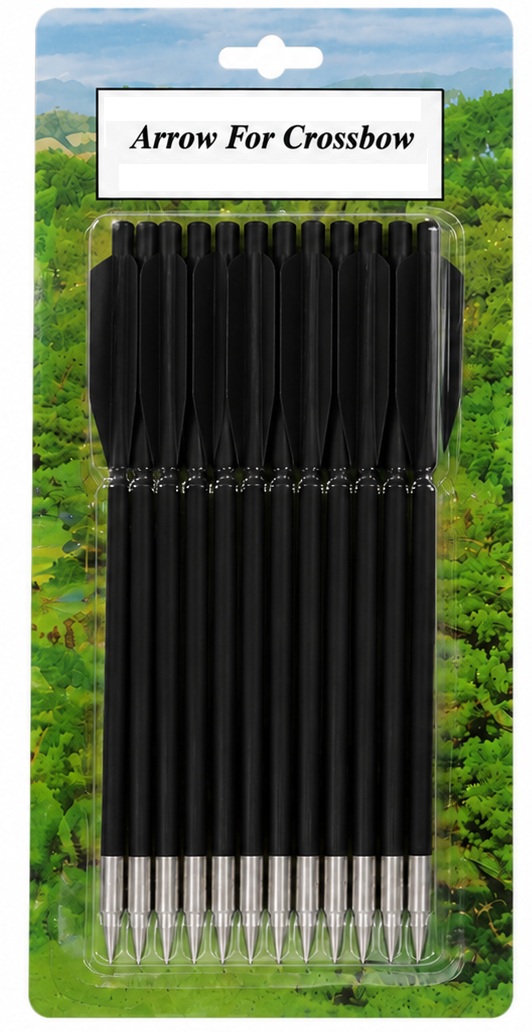 Pack de 12 flèches pour arbalète avec traits noirs et pointes en acier pour tir sur cible