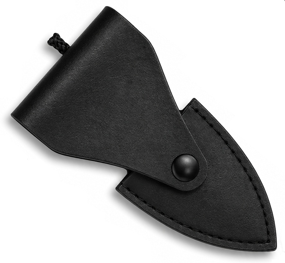 Étui en cuir noir pour couteau push dagger Albainox avec fermeture à bouton pression