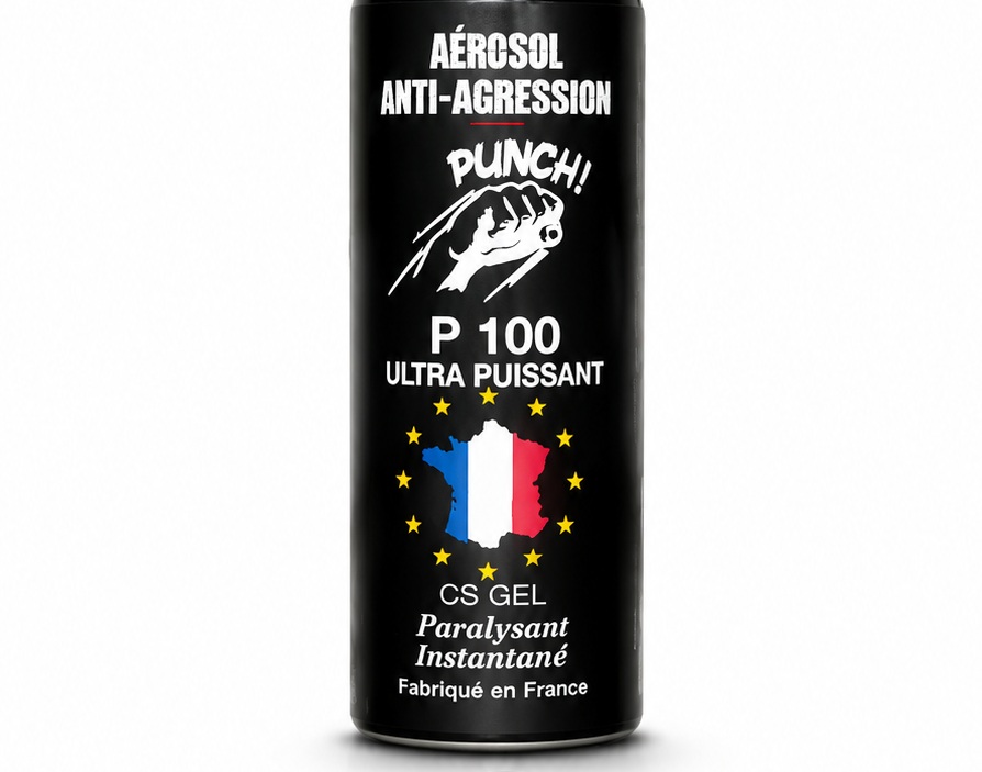 Aérosol anti-agression Punch P100 gel CS ultra puissant fabriqué en France
